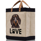 Dachshund Love Dog Jute Canvas Tote Funny Farmer Market Bag Quote Jute Bag Shopping Bag Burlap Bag Dog Owner Gift