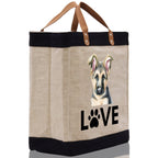 German Shepherd Love Dog Jute Canvas Tote Funny Farmer Market Bag Quote Jute Bag Shopping Bag Burlap Bag Dog Owner Gift