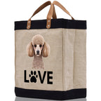 Poodle Love Dog Jute Canvas Tote Funny Farmer Market Bag Quote Jute Bag Shopping Bag Burlap Bag Dog Owner Gift