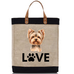Yorkshire Terrier Love Dog Jute Canvas Tote Funny Farmer Market Bag Quote Jute Bag Shopping Bag Burlap Bag Dog Owner Gift