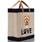 Yorkshire Terrier Love Dog Jute Canvas Tote Funny Farmer Market Bag Quote Jute Bag Shopping Bag Burlap Bag Dog Owner Gift