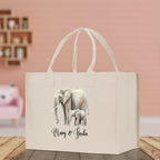 Elephant Mom And Baby Name Custom Cotton Canvas Tote Bag Custom Pet Lover Gift Pet Portrait Bag Personalized Pet Owner Gift Tote Bag