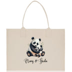 Panda Mom And Baby Name Custom Cotton Canvas Tote Bag Custom Pet Lover Gift Pet Portrait Bag Personalized Pet Owner Gift Tote Bag