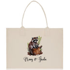 Raccoon Mom And Baby Name Custom Cotton Canvas Tote Bag Custom Pet Lover Gift Pet Portrait Bag Personalized Pet Owner Gift Tote Bag