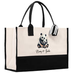 Panda Mom And Baby Name Custom Cotton Canvas Tote Bag Custom Pet Lover Gift Pet Portrait Bag Personalized Pet Owner Gift Tote Bag