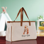 Giraffe Mom And Baby Name Custom Cotton Canvas Tote Bag Custom Pet Lover Gift Pet Portrait Bag Personalized Pet Owner Gift Tote Bag
