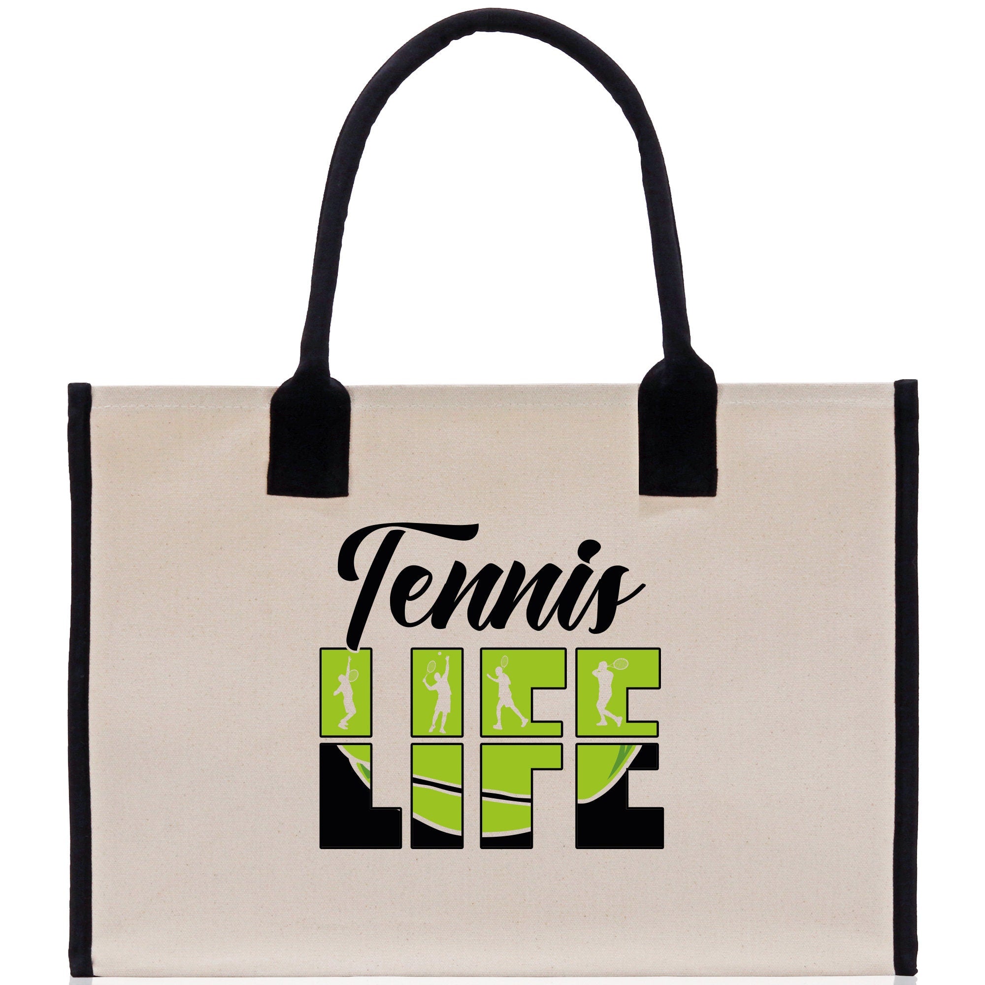 Tennis Life Cotton Canvas Tote Bag Gift for Tennis Lover Bag Tennis Coach Gift Bag