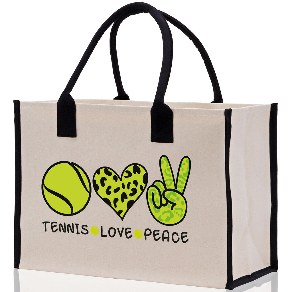 Tennis Love Peace Cotton Canvas Tote Bag Gift for Tennis Lover Bag Tennis Coach Gift Bag