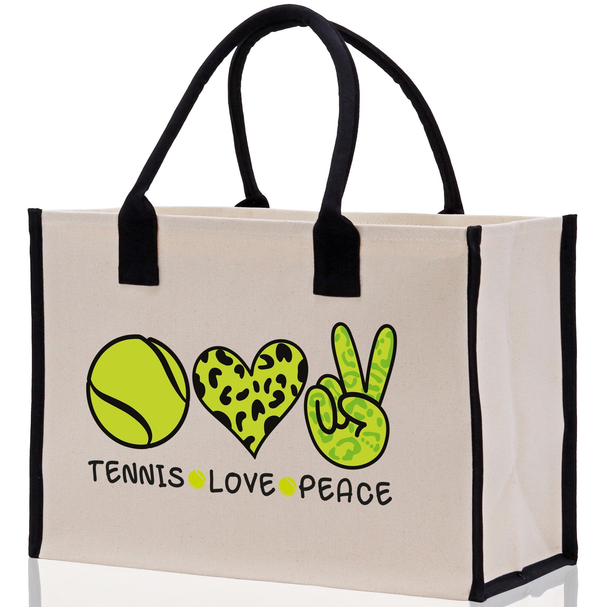 Tennis Love Peace Cotton Canvas Tote Bag Gift for Tennis Lover Bag Tennis Coach Gift Bag