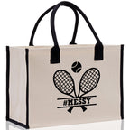 Tennis Personalization Cotton Canvas Tote Bag Gift for Tennis Lover Bag Tennis Coach Gift Bag