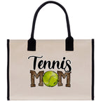 Tennis Mom Cotton Canvas Tote Bag Gift for Tennis Lover Bag Tennis Coach Gift Bag