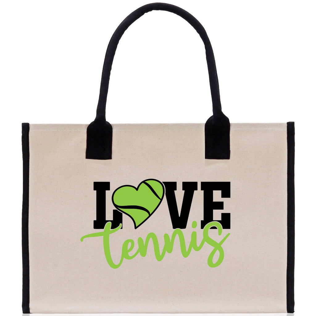 Love Tennis Cotton Canvas Tote Bag Gift for Tennis Lover Bag Tennis Coach Gift Bag