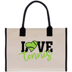 Love Tennis Cotton Canvas Tote Bag Gift for Tennis Lover Bag Tennis Coach Gift Bag