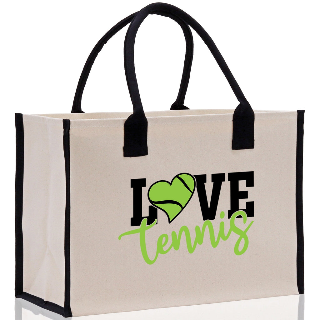 Love Tennis Cotton Canvas Tote Bag Gift for Tennis Lover Bag Tennis Coach Gift Bag