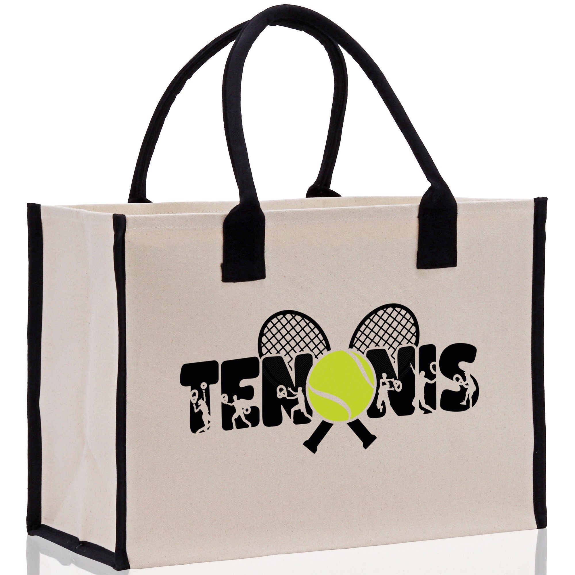 Tennis Silhouette Cotton Canvas Tote Bag Gift for Tennis Lover Bag Tennis Coach Gift Bag