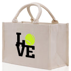 Love Tennis Cotton Canvas Tote Bag Gift for Tennis Lover Bag Tennis Coach Gift Bag
