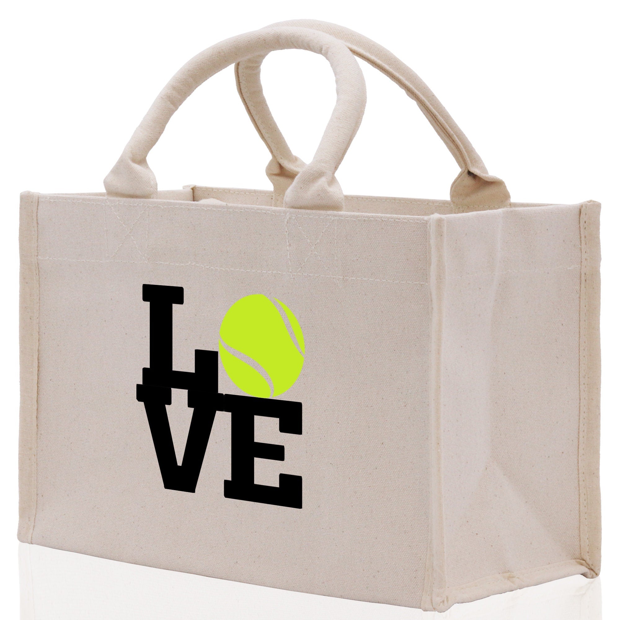 Love Tennis Cotton Canvas Tote Bag Gift for Tennis Lover Bag Tennis Coach Gift Bag