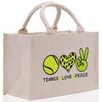 Tennis Love Peace Cotton Canvas Tote Bag Gift for Tennis Lover Bag Tennis Coach Gift Bag