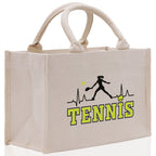 Tennis Silhouette Pulse Cotton Canvas Tote Bag Gift for Tennis Lover Bag Tennis Coach Gift Bag