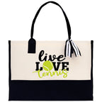 Live Love Tennis Cotton Canvas Tote Bag Gift for Tennis Lover Bag Tennis Coach Gift Bag
