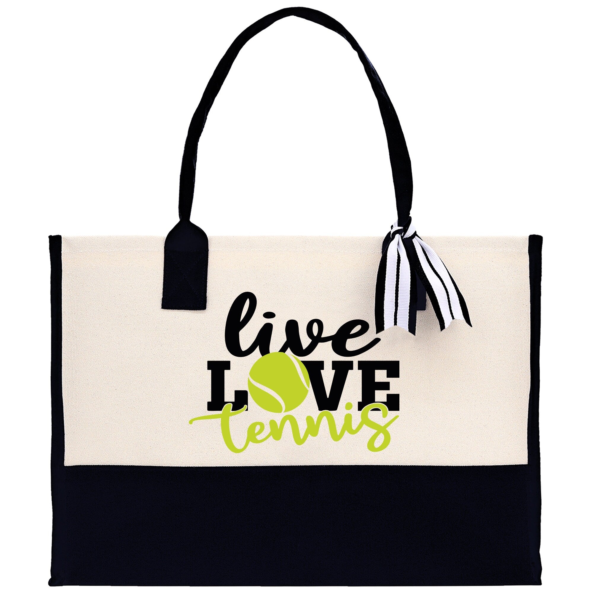 Live Love Tennis Cotton Canvas Tote Bag Gift for Tennis Lover Bag Tennis Coach Gift Bag