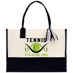 Tennis It's In My DNA Cotton Canvas Tote Bag Gift for Tennis Lover Bag Tennis Coach Gift Bag