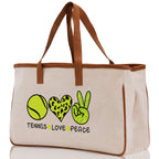 Tennis Love Peace Cotton Canvas Tote Bag Gift for Tennis Lover Bag Tennis Coach Gift Bag