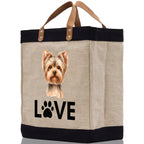 Yorkshire Terrier Love Dog Jute Canvas Tote Funny Farmer Market Bag Quote Jute Bag Shopping Bag Burlap Bag Dog Owner Gift