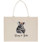 Koala Mom And Baby Name Custom Cotton Canvas Tote Bag Custom Pet Lover Gift Pet Portrait Bag Personalized Pet Owner Gift Tote Bag
