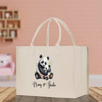Panda Mom And Baby Name Custom Cotton Canvas Tote Bag Custom Pet Lover Gift Pet Portrait Bag Personalized Pet Owner Gift Tote Bag
