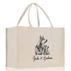 Wolf Mom And Baby Name Custom Cotton Canvas Tote Bag Custom Pet Lover Gift Pet Portrait Bag Personalized Pet Owner Gift Tote Bag