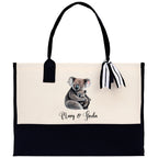 Koala Mom And Baby Name Custom Cotton Canvas Tote Bag Custom Pet Lover Gift Pet Portrait Bag Personalized Pet Owner Gift Tote Bag