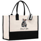 Koala Mom And Baby Name Custom Cotton Canvas Tote Bag Custom Pet Lover Gift Pet Portrait Bag Personalized Pet Owner Gift Tote Bag