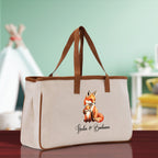 Fox Mom And Baby Name Custom Cotton Canvas Tote Bag Custom Pet Lover Gift Pet Portrait Bag Personalized Pet Owner Gift Tote Bag