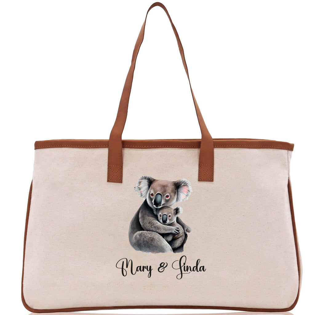 Koala Mom And Baby Name Custom Cotton Canvas Tote Bag Custom Pet Lover Gift Pet Portrait Bag Personalized Pet Owner Gift Tote Bag