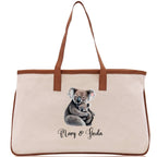 Koala Mom And Baby Name Custom Cotton Canvas Tote Bag Custom Pet Lover Gift Pet Portrait Bag Personalized Pet Owner Gift Tote Bag