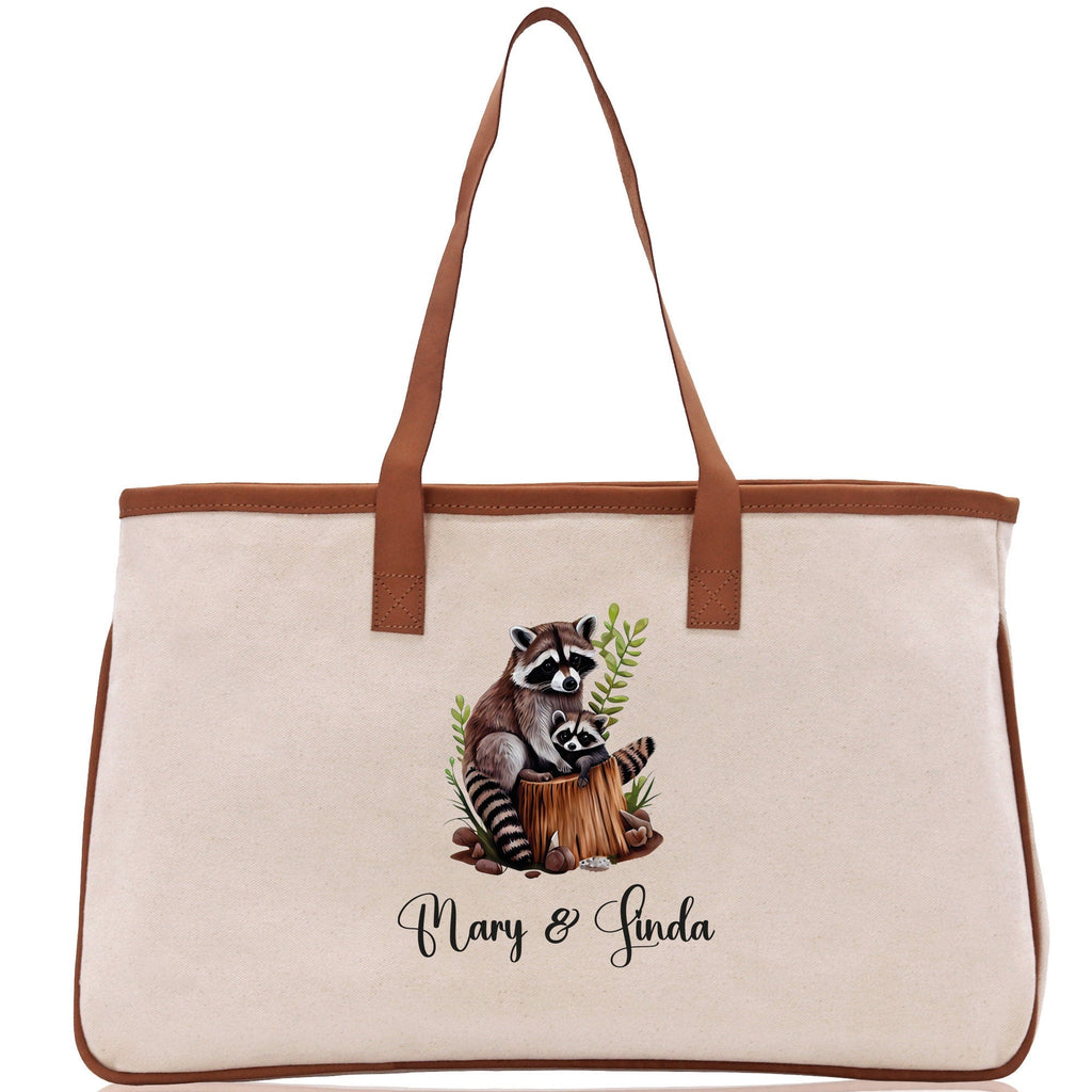 Tiger Mom And Baby Name Custom Cotton Canvas Tote Bag Custom Pet Lover Gift Pet Portrait Bag Personalized Pet Owner Gift Tote Bag