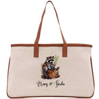 Tiger Mom And Baby Name Custom Cotton Canvas Tote Bag Custom Pet Lover Gift Pet Portrait Bag Personalized Pet Owner Gift Tote Bag