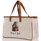 Tiger Mom And Baby Name Custom Cotton Canvas Tote Bag Custom Pet Lover Gift Pet Portrait Bag Personalized Pet Owner Gift Tote Bag