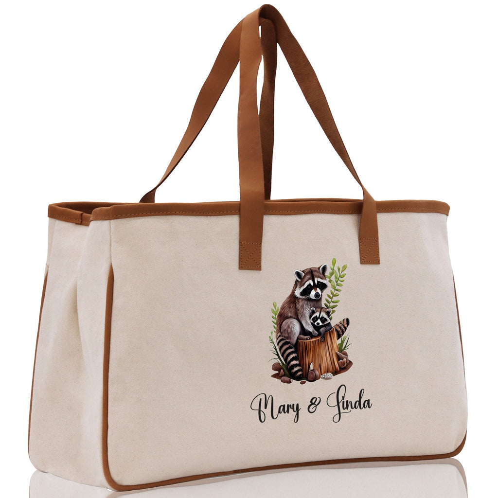 Tiger Mom And Baby Name Custom Cotton Canvas Tote Bag Custom Pet Lover Gift Pet Portrait Bag Personalized Pet Owner Gift Tote Bag
