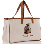 Tiger Mom And Baby Name Custom Cotton Canvas Tote Bag Custom Pet Lover Gift Pet Portrait Bag Personalized Pet Owner Gift Tote Bag