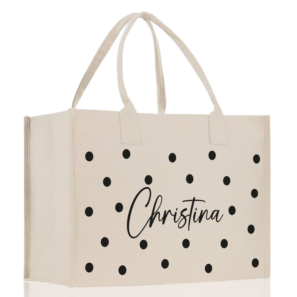 Polka Dot Mrs. Last Name Tote Bag Personalized Date Wedding Tote Bridal Shower Gift Honeymoon Gift Customized Wedding Gift Bridesmaid Gift