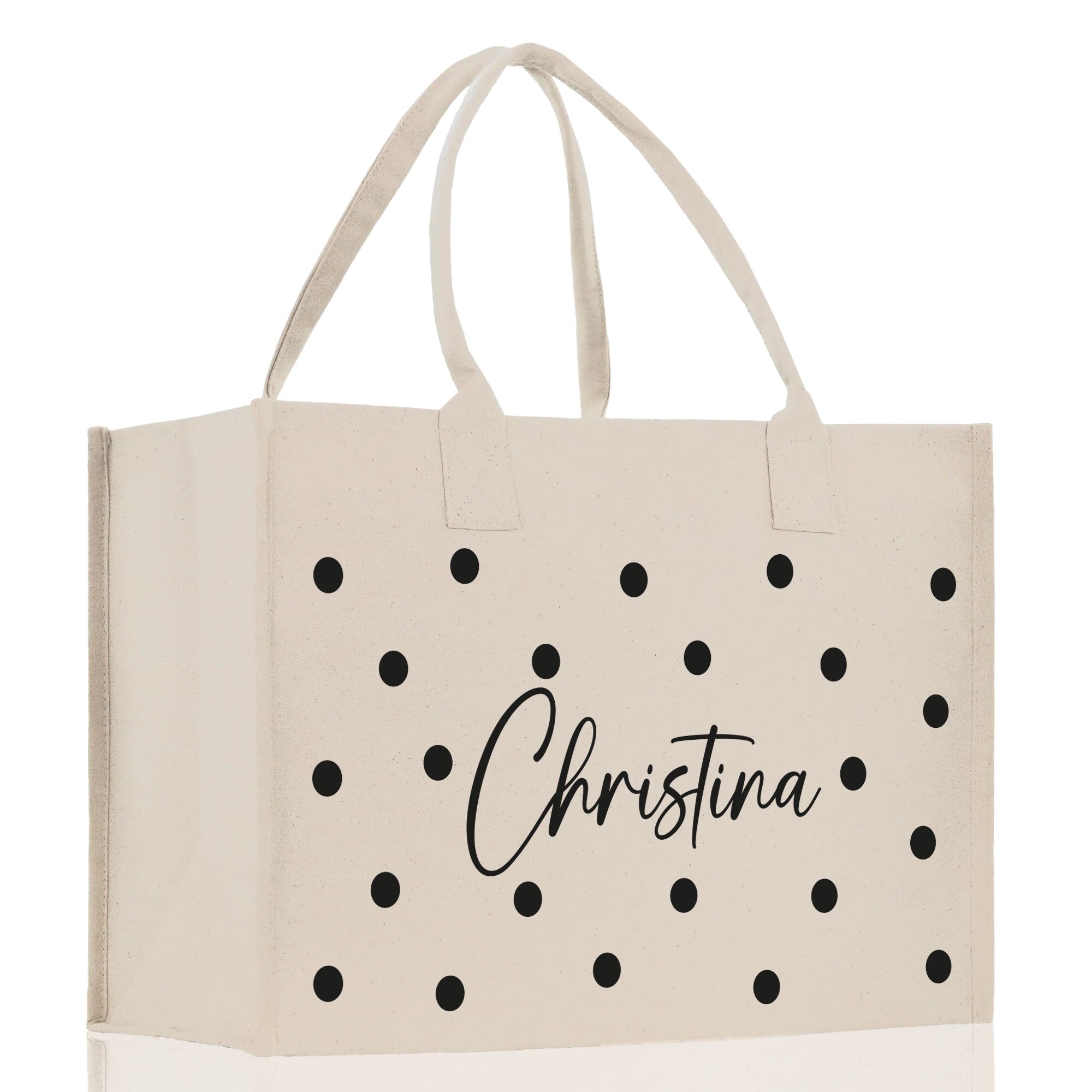 Polka Dot Mrs. Last Name Tote Bag Personalized Date Wedding Tote Bridal Shower Gift Honeymoon Gift Customized Wedding Gift Bridesmaid Gift