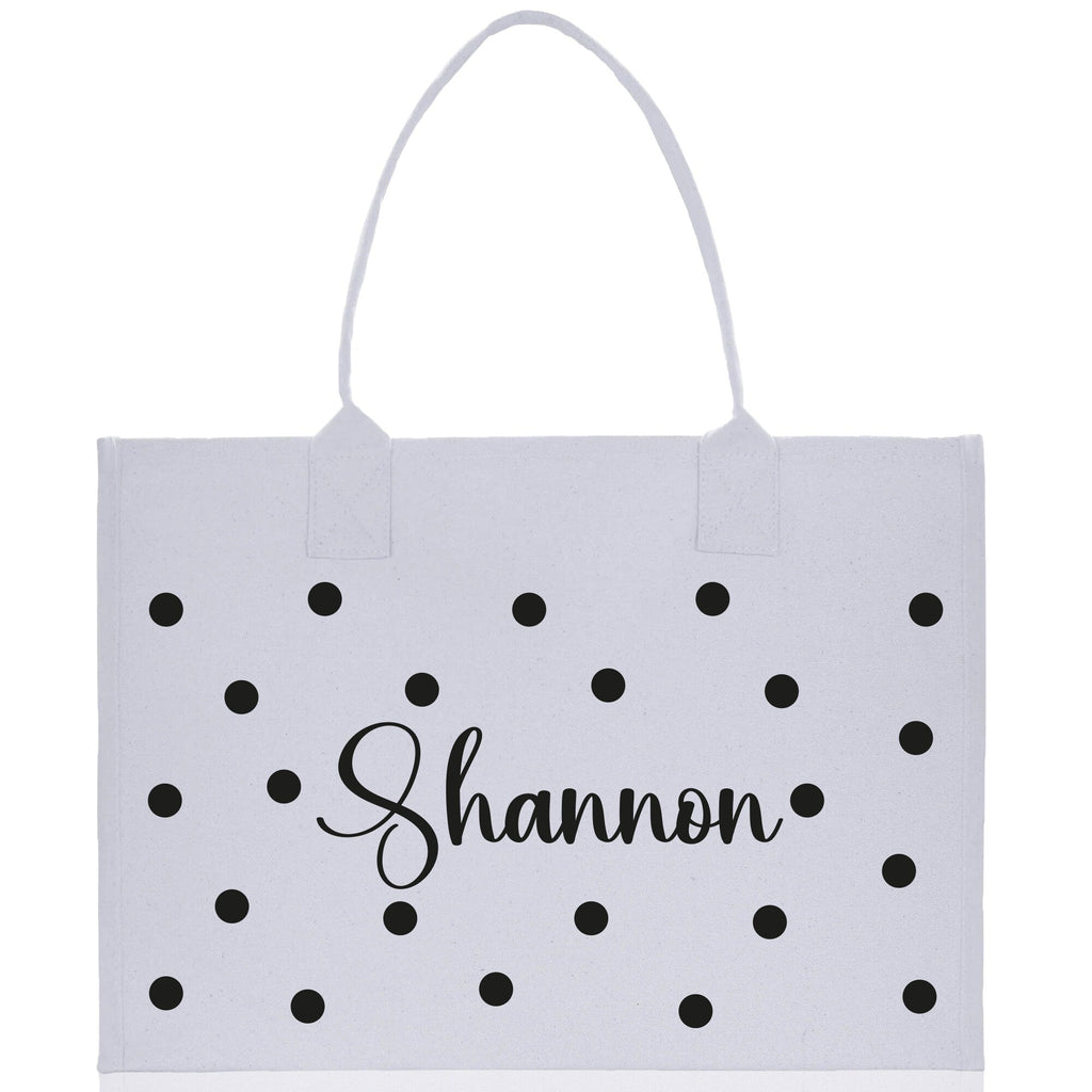 Polka Dot Mrs. Last Name Tote Bag Personalized Date Wedding Tote Bridal Shower Gift Honeymoon Gift Customized Wedding Gift Bridesmaid Gift