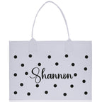 Polka Dot Mrs. Last Name Tote Bag Personalized Date Wedding Tote Bridal Shower Gift Honeymoon Gift Customized Wedding Gift Bridesmaid Gift