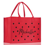 Polka Dot Mrs. Last Name Tote Bag Personalized Date Wedding Tote Bridal Shower Gift Honeymoon Gift Customized Wedding Gift Bridesmaid Gift