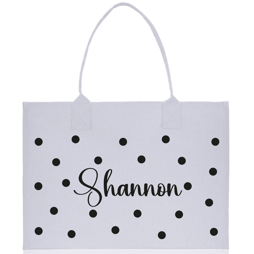 Polka Dot Mrs. Last Name Tote Bag Personalized Date Wedding Tote Bridal Shower Gift Honeymoon Gift Customized Wedding Gift Bridesmaid Gift