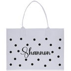 Polka Dot Mrs. Last Name Tote Bag Personalized Date Wedding Tote Bridal Shower Gift Honeymoon Gift Customized Wedding Gift Bridesmaid Gift