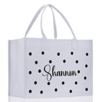 Polka Dot Mrs. Last Name Tote Bag Personalized Date Wedding Tote Bridal Shower Gift Honeymoon Gift Customized Wedding Gift Bridesmaid Gift