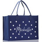 Polka Dot Mrs. Last Name Tote Bag Personalized Date Wedding Tote Bridal Shower Gift Honeymoon Gift Customized Wedding Gift Bridesmaid Gift